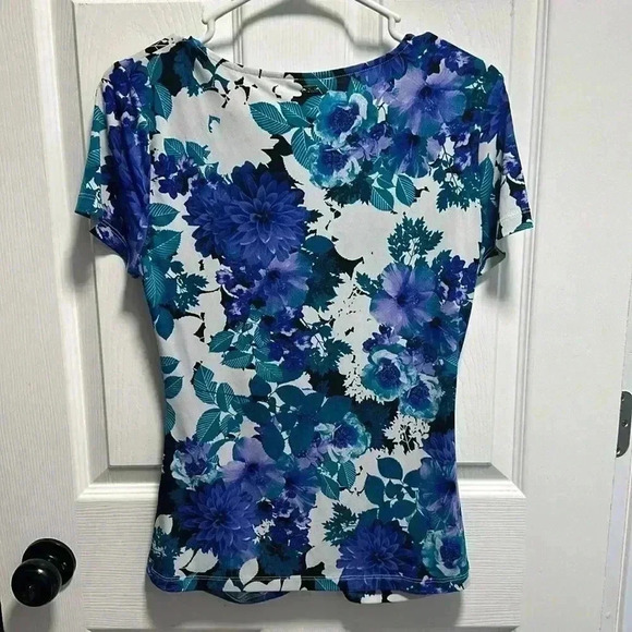 Turquoise and purple CALVIN KLEIN floral dress top - Picture 4 of 4